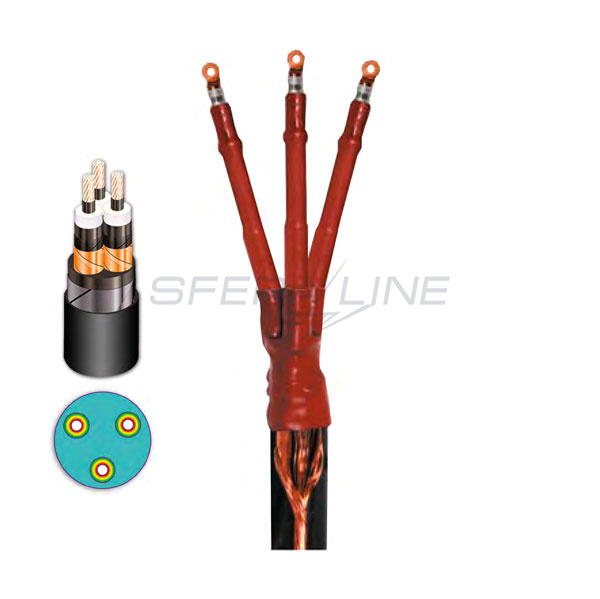 Кінцева термоусаджувальна муфта EUITH Tp 24 70-150 1200 CM, 24кВ, з наконечниками, Sicame